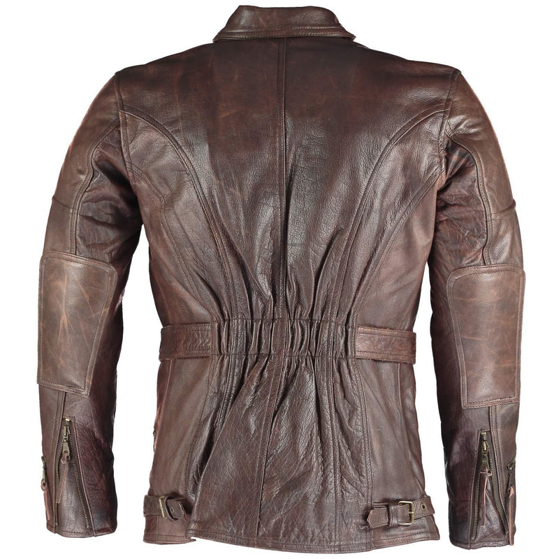 Long Eddie Dark Brown Belted Biker Leather Jacket -