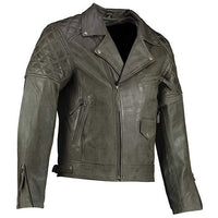 Mens Ashwood Diamond Vintage Olive Green Leather Jacket -