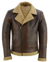 Men's Aviator Style Black Bomber Flying Pilot Fur Jacket -