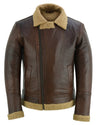 Men's Aviator Style Black Bomber Flying Pilot Fur Jacket -