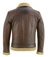 Men's Aviator Style Brown Bomber Flying Pilot Fur Jacket -