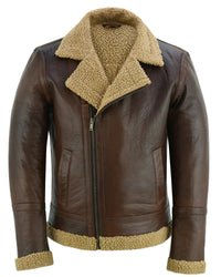 Men's Aviator Style Brown Bomber Flying Pilot Fur Jacket -