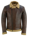 Men's Aviator Style Brown Bomber Flying Pilot Fur Jacket -