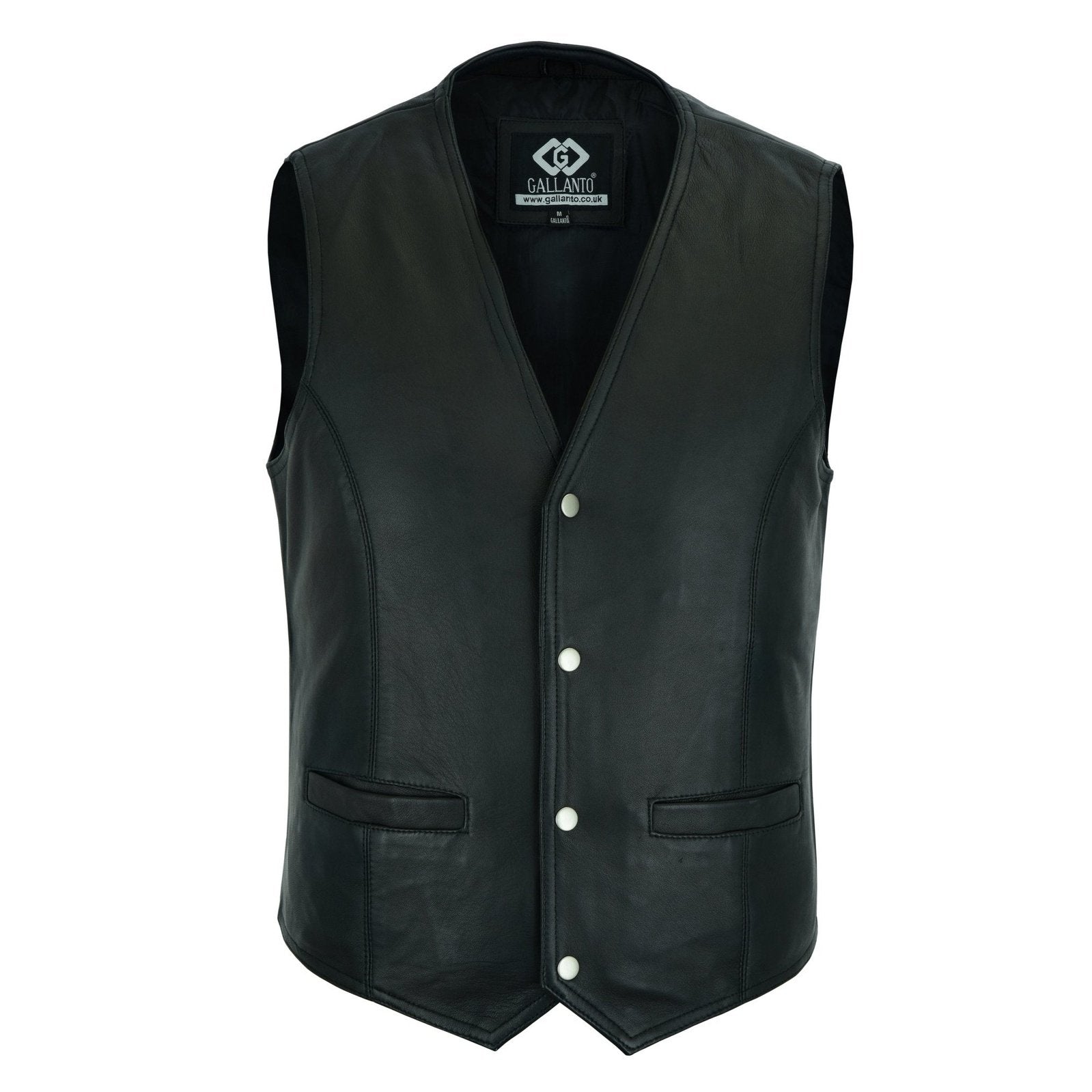 Mens Black Leather Waistcoat Vest with Snap Button – Vintage Leather