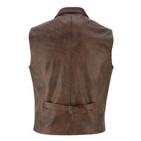 Mens Blazer Style Formal Brown Leather Waistcoat Vest -