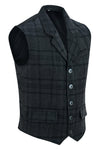 Mens Blazer Style Formal Check Suit Waistcoat Vest Tweed Wool -