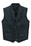 Mens Blazer Style Formal Check Suit Waistcoat Vest Tweed Wool -