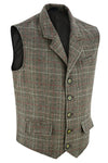 Mens Blazer Style Formal Check Suit Waistcoat Vest Tweed Wool -