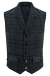 Mens Blazer Style Formal Check Suit Waistcoat Vest Tweed Wool -