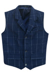 Mens Blazer Style Formal Check Suit Waistcoat Vest Tweed Wool -