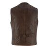 Mens Brown Leather Waistcoat Vest with Snap Button -