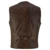 Mens Buttoned Classic Brown Soft Leather Waistcoat Vest -