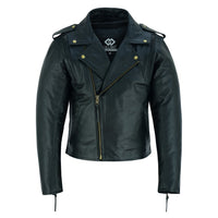 Men's Cool Rider Black Vented Premium Leather Motorcycle Jacket -