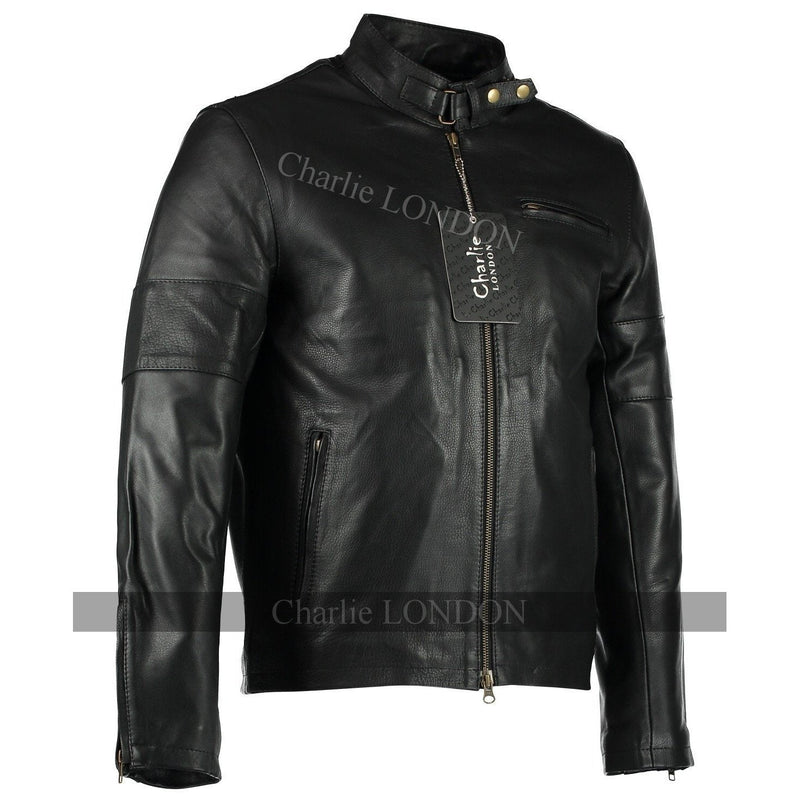 Mens Daytona Black Classic Style Leather Jacket -