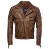 Mens Diamond Biker Style Leather Biker Jacket : Soltau -