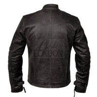 Mens Distressed Grey David Beckham Kendal Leather Jacket -