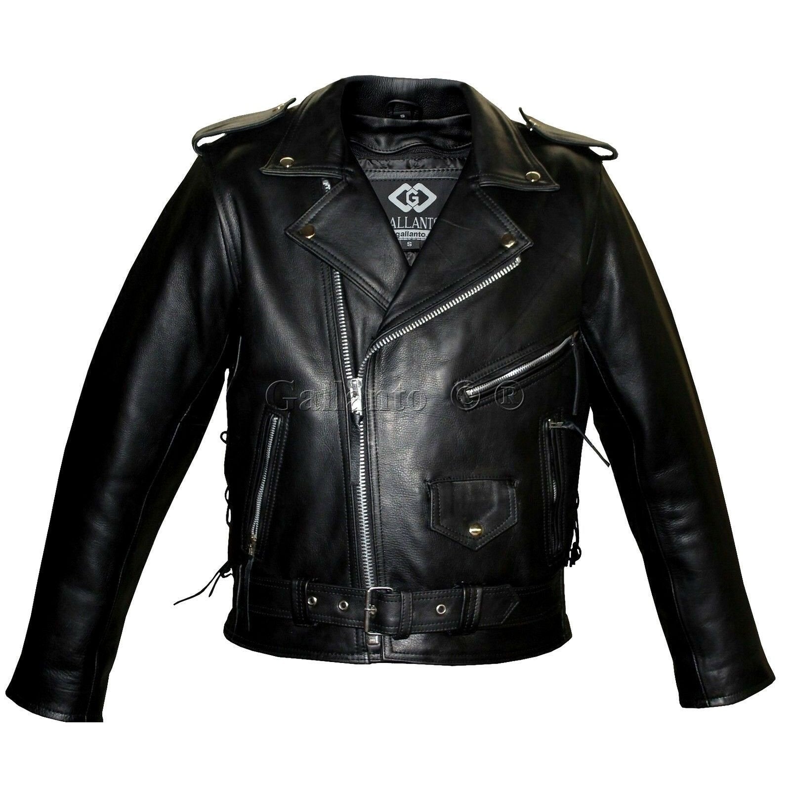 Mens Marlon Brando Black Biker Motorcycle Armoured Jacket Terminator S Vintage Leather