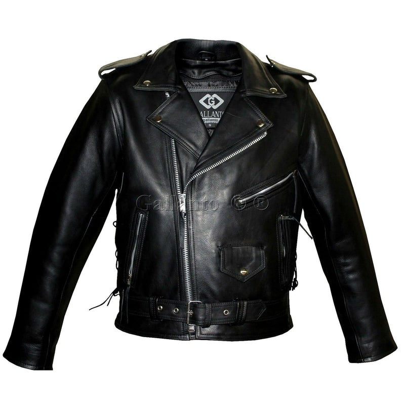 Mens Marlon Brando Black Biker Motorcycle Armoured Jacket Terminator S ...