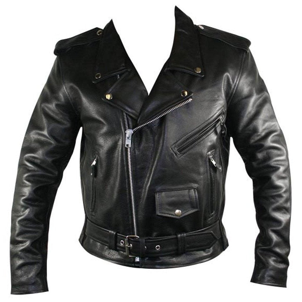 Men s Premium Leather Black Embossed Eagle Motorcycle Jacket