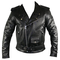 Men's Premium Leather Black Embossed Eagle Motorcycle Jacket -