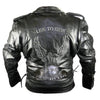 Men's Premium Leather Black Embossed Eagle Motorcycle Jacket -