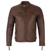 Mens Slim Fit Retro Style Biker Brown Leather Jacket - Ivar -