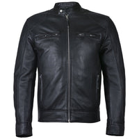 Men's Slim Fit Sword Cafe Racer Black Soft Leather Jacket -