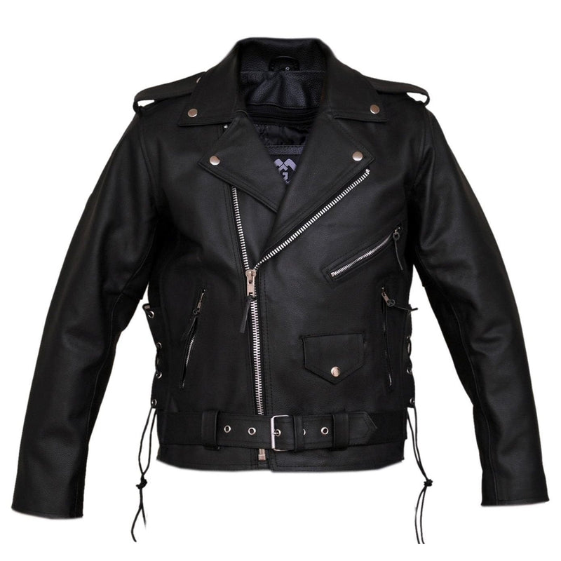 Mens Split Cowhide Brando Belted Biker Jacket -