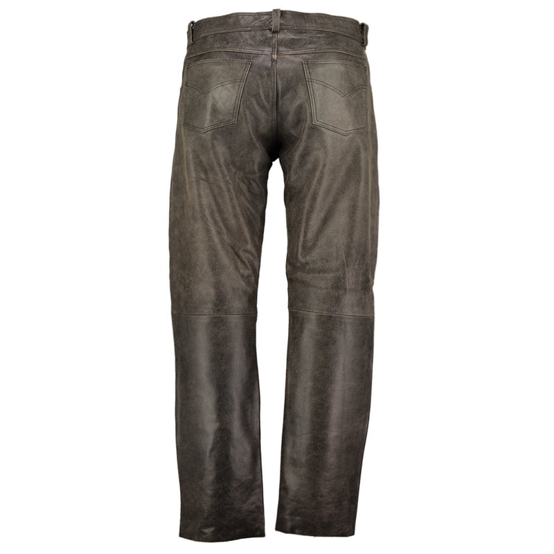 Men's Stonewash Distressed Vintage Leather Pants Trousers
