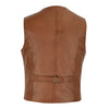 Mens Tan Leather Waistcoat Vest with Snap Button -