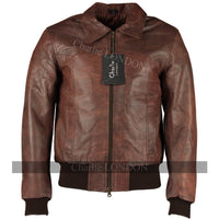 Men's The Deal Vintage Brown Bomber Leather Jacket -