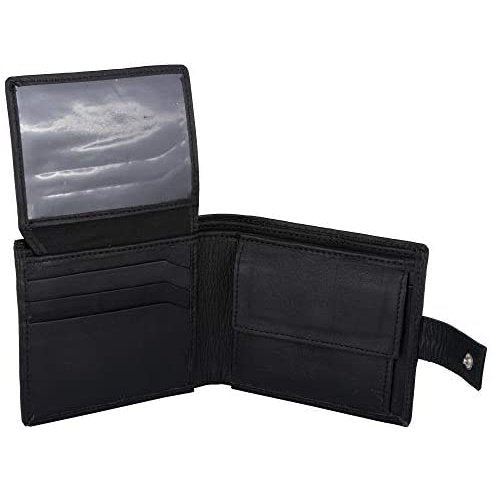 Mens leather trifold wallet with coin pocket best sale