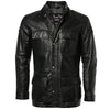 Men's Vintage Brown Racing Long Hip Length Leather Jacket -