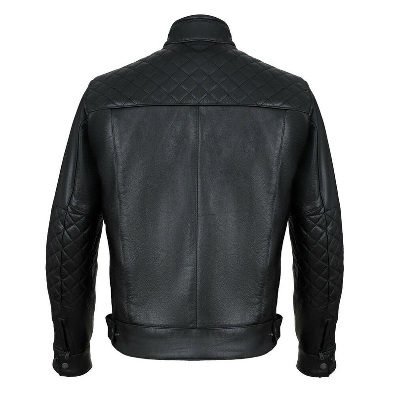 Mens's Black Motorcycle Diamond Leather Jacket CE Protection Cowhide -