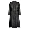 Neo Matrix Black Gothic Style Men's Long Leather Trench Coat -