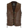 Plain Mens Leather Waistcoat Motorcycle Biker Vest Black with Hooks -