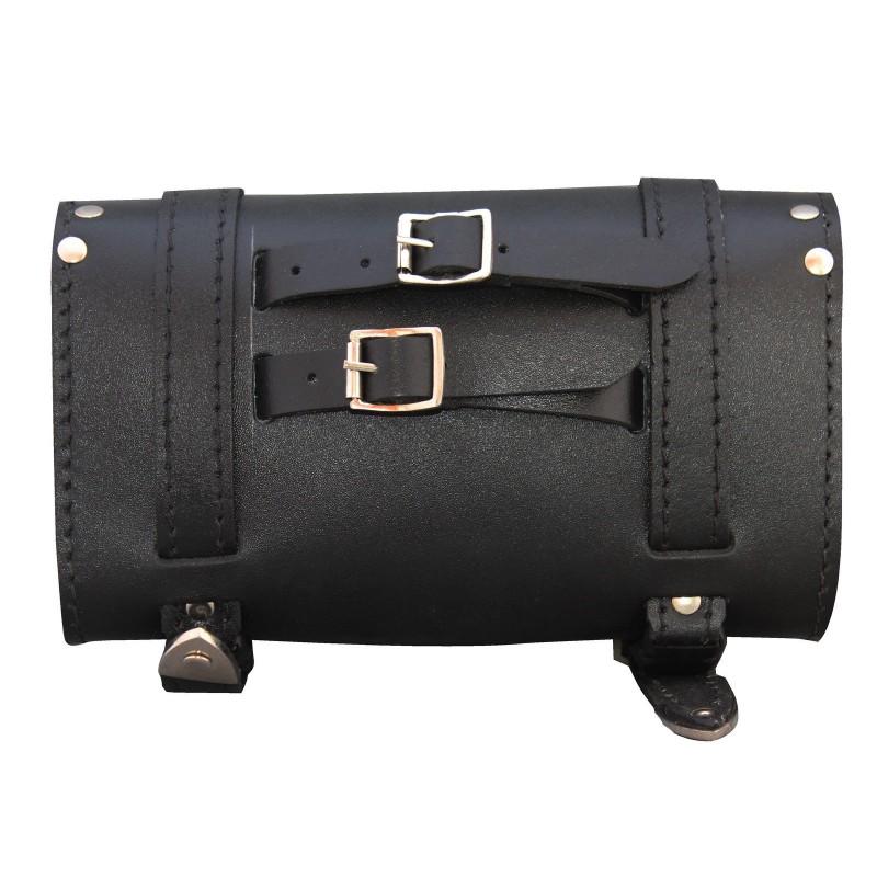 Plain Studded Black small rectangle Sissy Bar Leather Tool Bag -