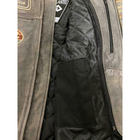 Classic Mens British Black Wax Striped Leather Biker Jacket