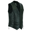 Side Lace Classic Mens Motorcycle Leather Vest Waistcoat with Zip in cowhide -