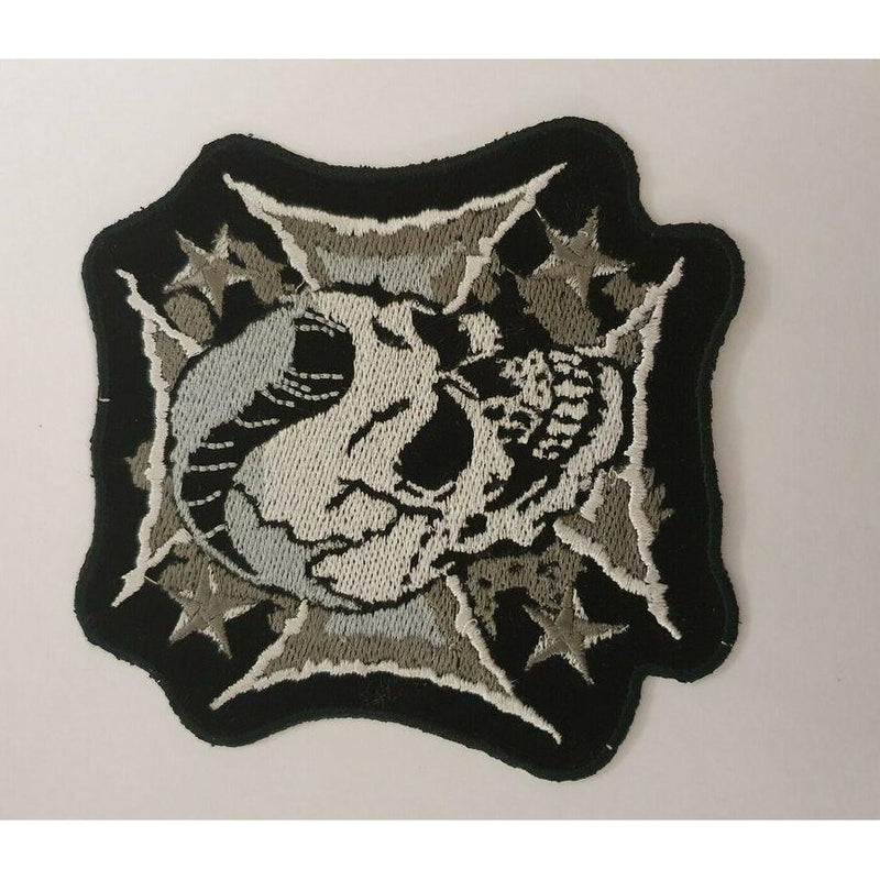 Skull and Iron Cross Small Biker Motorcycle Embroidery Vest Waistcoat Patch -