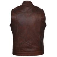 Sons of Anarchy Style Cut Off Cowhide Leather Brown Vest -