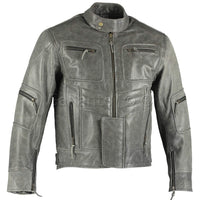 Street Fighter Mens Lynx Stonewash Leather Jacket -