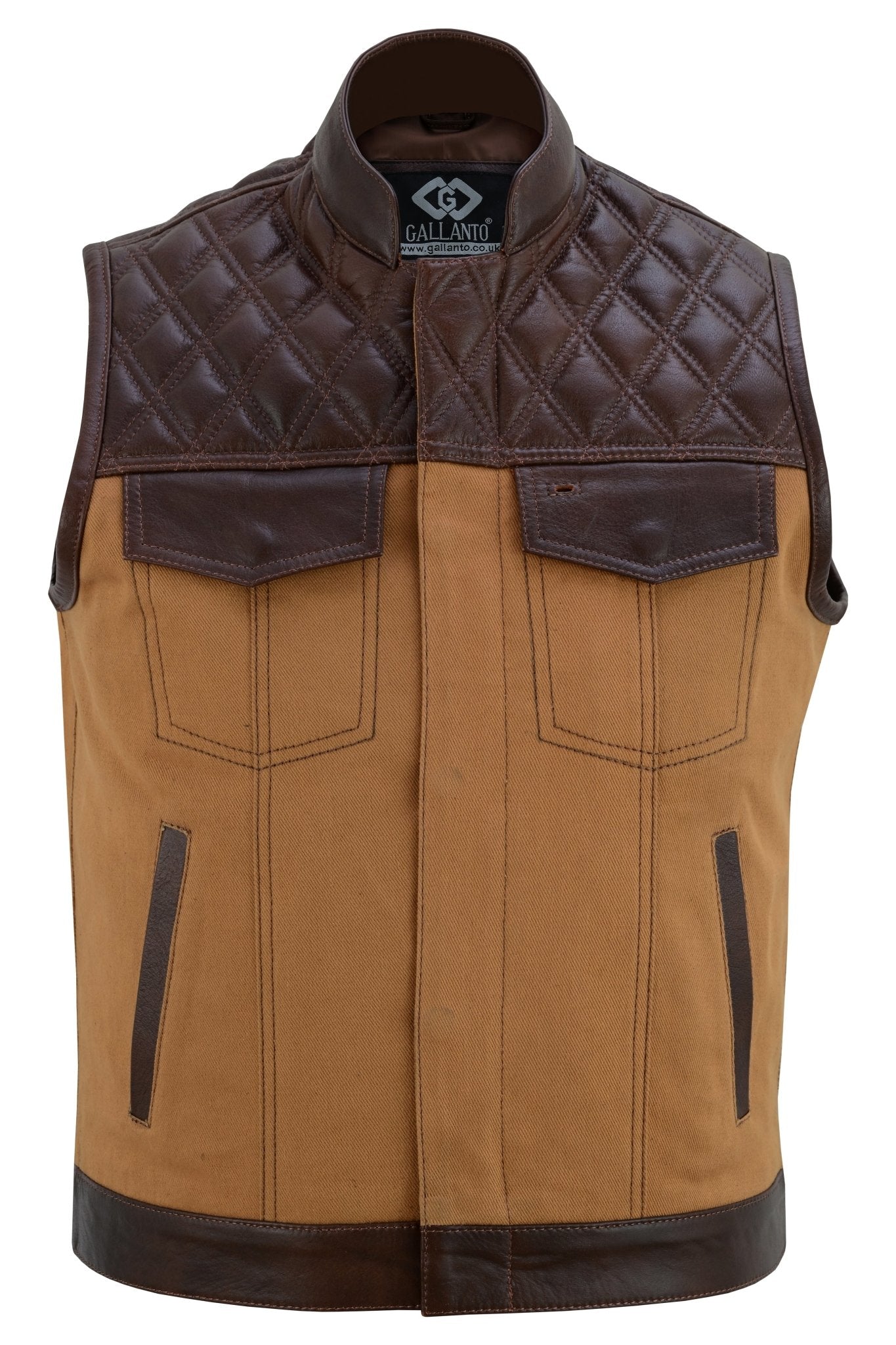 Denim Vest with Calfskin on sale Leather Sleeves