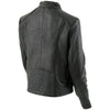 Women's Black Leather Scuba Style Jacket with Snap Mandarin Collar -